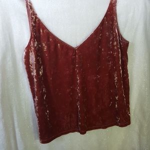 Crushed velvet V neck tank top